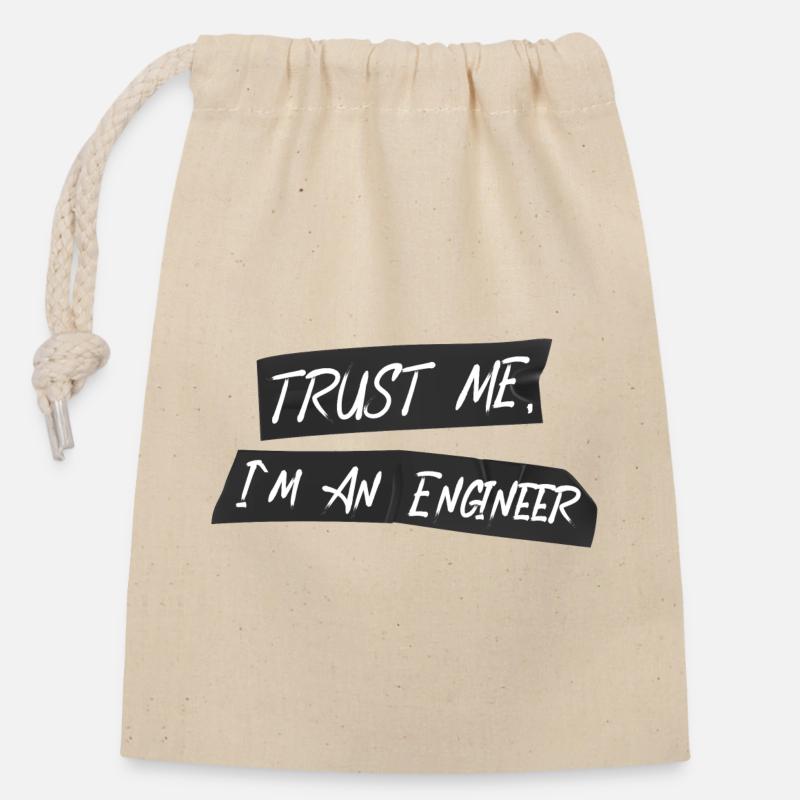 Engineer With Panzertape - Closable cotton gift bag (14x20cm) - nature