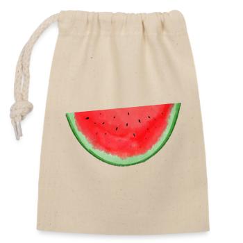 Watermelon Watercolor - Closable cotton gift bag (14x20cm) - nature - Front