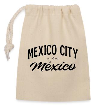 Mexico City Vintage Schriftzug - Verschließbarer Geschenkbeutel aus Baumwolle (14x20cm) - Natur - Vorne