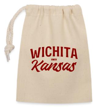 Wichita Kansas Retro Script - Verschließbarer Geschenkbeutel aus Baumwolle (14x20cm) - Natur - Vorne