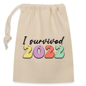 I Survived 2022 - Closable cotton gift bag (14x20cm) - nature - Front
