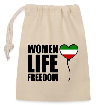 Women life freedom - Closable cotton gift bag (14x20cm) - nature - Front