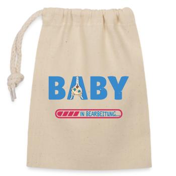 Baby in progress - Closable cotton gift bag (14x20cm) - nature - Front