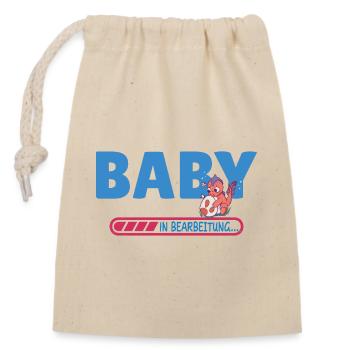 Baby in progress - Closable cotton gift bag (14x20cm) - nature - Front