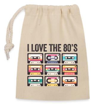 I Love The 80s 80s Cassette Mixtape Retro Funny - Closable cotton gift bag (14x20cm) - nature - Front