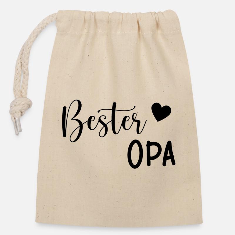 Bester Opa Geschenkidee - Verschließbarer Geschenkbeutel aus Baumwolle (14x20cm) - Natur