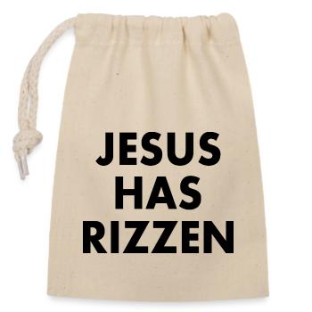 Jesus has rizzen - Verschließbarer Geschenkbeutel aus Baumwolle (14x20cm) - Natur - Vorne