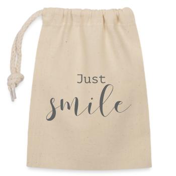 Beaux dictons Positif Il suffit de sourire - Sac cadeau en coton avec cordon (14 x 20 cm) - nature - Devant