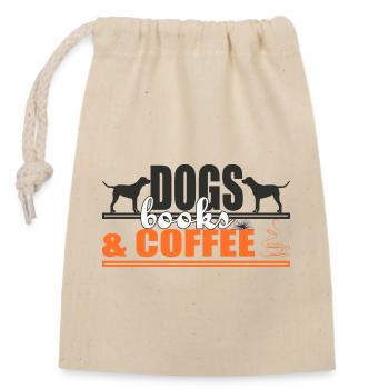 Dogs Books And Coffee - Closable cotton gift bag (14x20cm) - nature - Front