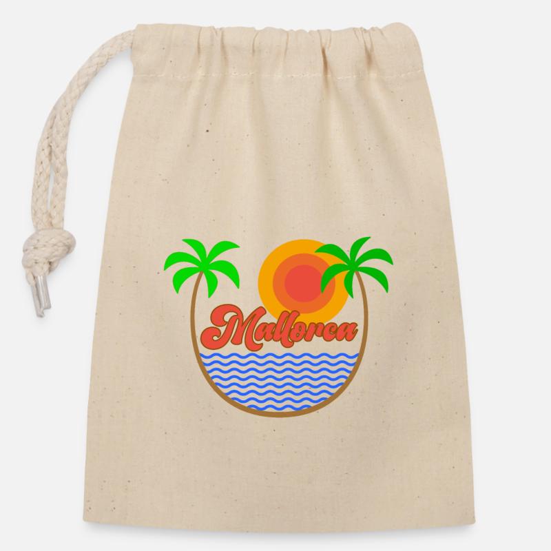 Majorque - Sac cadeau en coton avec cordon (14 x 20 cm) - nature