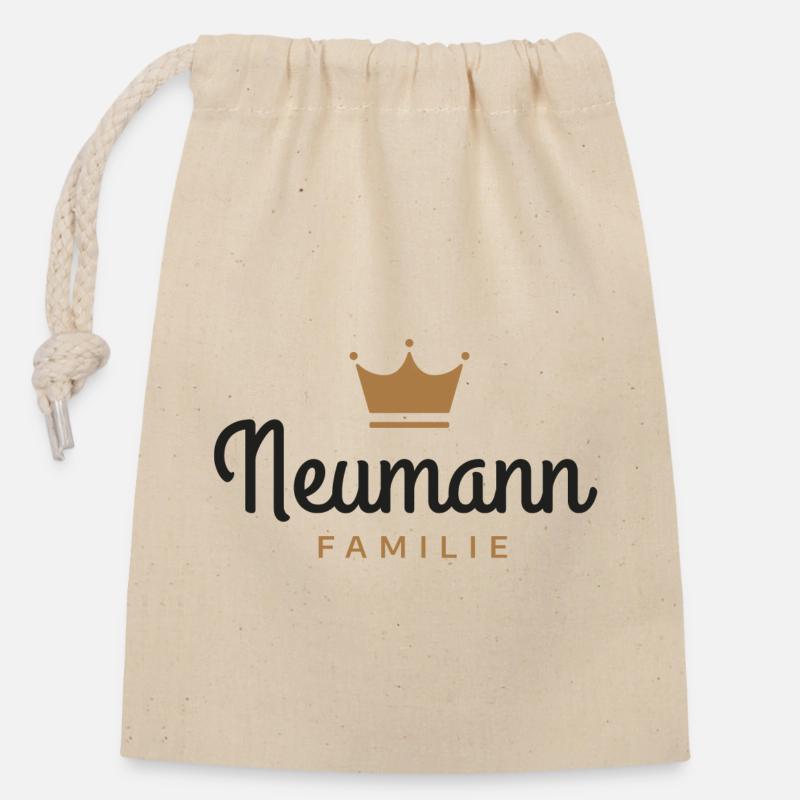 Neumann-Familie - Verschließbarer Geschenkbeutel aus Baumwolle (14x20cm) - Natur
