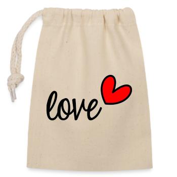 JUST MARRIED. EVJF. SAINT VALENTIN. COUPLE - Sac cadeau en coton avec cordon (14 x 20 cm) - nature - Devant