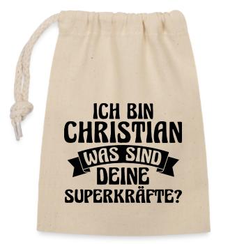 First name Chris Christian - Closable cotton gift bag (14x20cm) - nature - Front