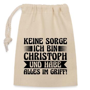 Prénom Chris Christoph - Sac cadeau en coton avec cordon (14 x 20 cm) - nature - Devant