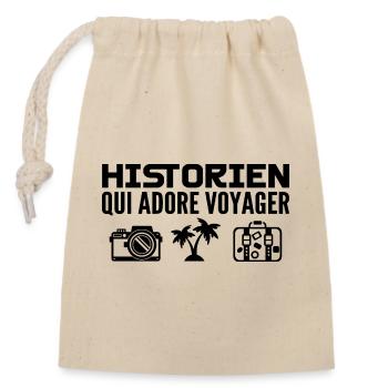 Voyageurs & Historiens : Passion & Découverte - Sac cadeau en coton avec cordon (14 x 20 cm) - nature - Devant