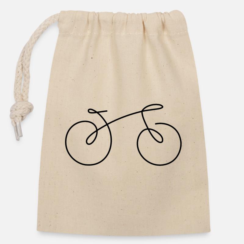 Fahrrad Linie - Verschließbarer Geschenkbeutel aus Baumwolle (14x20cm) - Natur