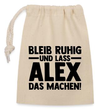 Alexander Alexandra Alexa Alex - Verschließbarer Geschenkbeutel aus Baumwolle (14x20cm) - Natur - Vorne