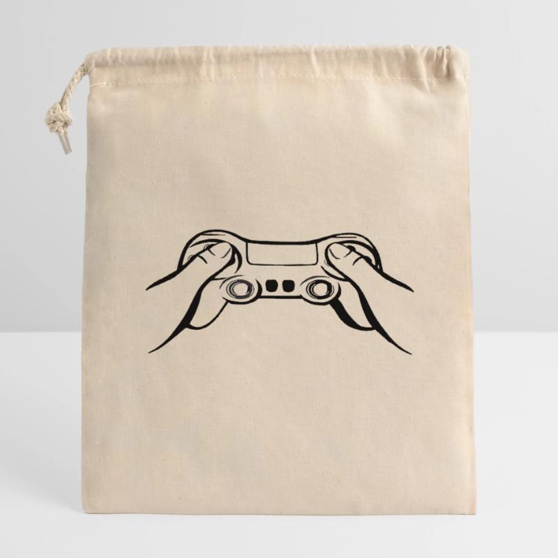 Gamecontroller black Closable cotton gift bag (14x20cm)