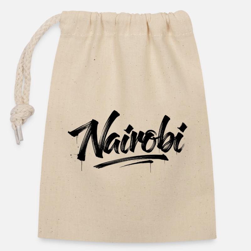 Nairobi - Verschließbarer Geschenkbeutel aus Baumwolle (14x20cm) - Natur