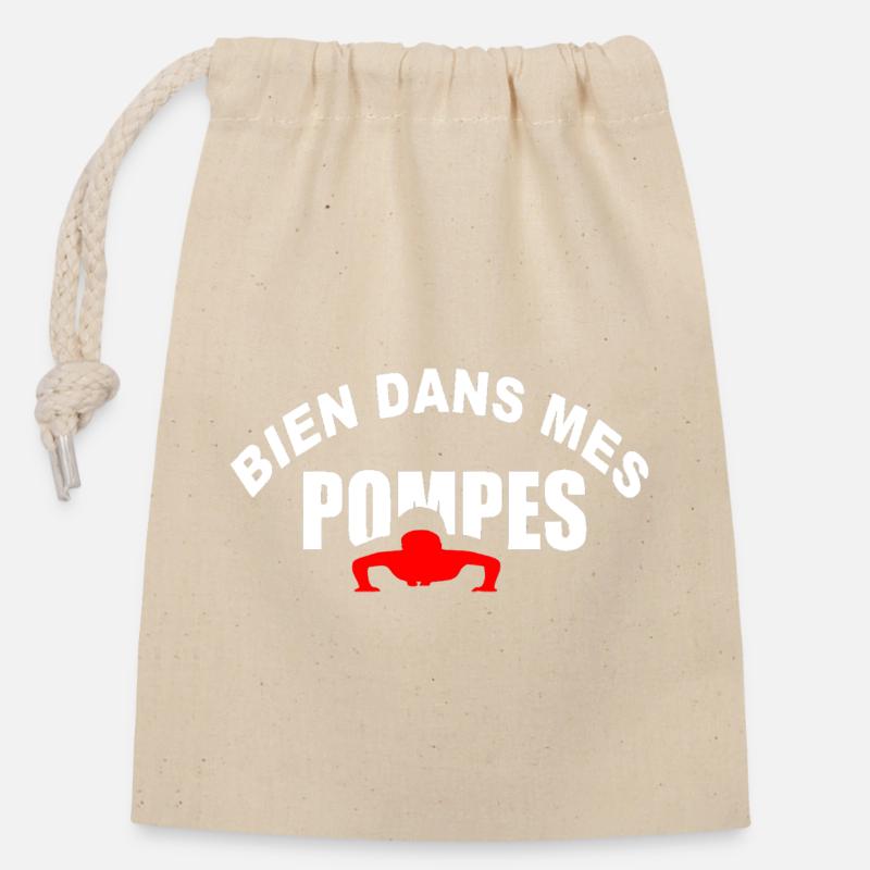 Bien dans mes Pompes tout va bien humour - Sac cadeau en coton avec cordon (14 x 20 cm) - nature