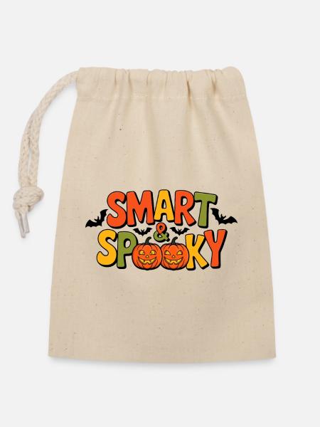 Smart & Spooky Halloween Design - Verschließbarer Geschenkbeutel aus Baumwolle (14x20cm) - Natur