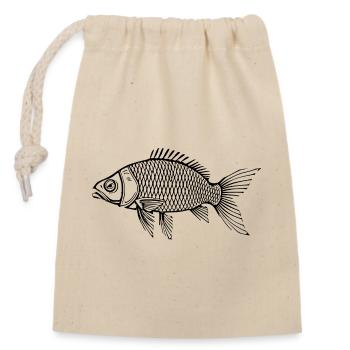 Fisch Shirt Fischmotiv,Angelbekleidung Geschenk - Verschließbarer Geschenkbeutel aus Baumwolle (14x20cm) - Natur - Vorne