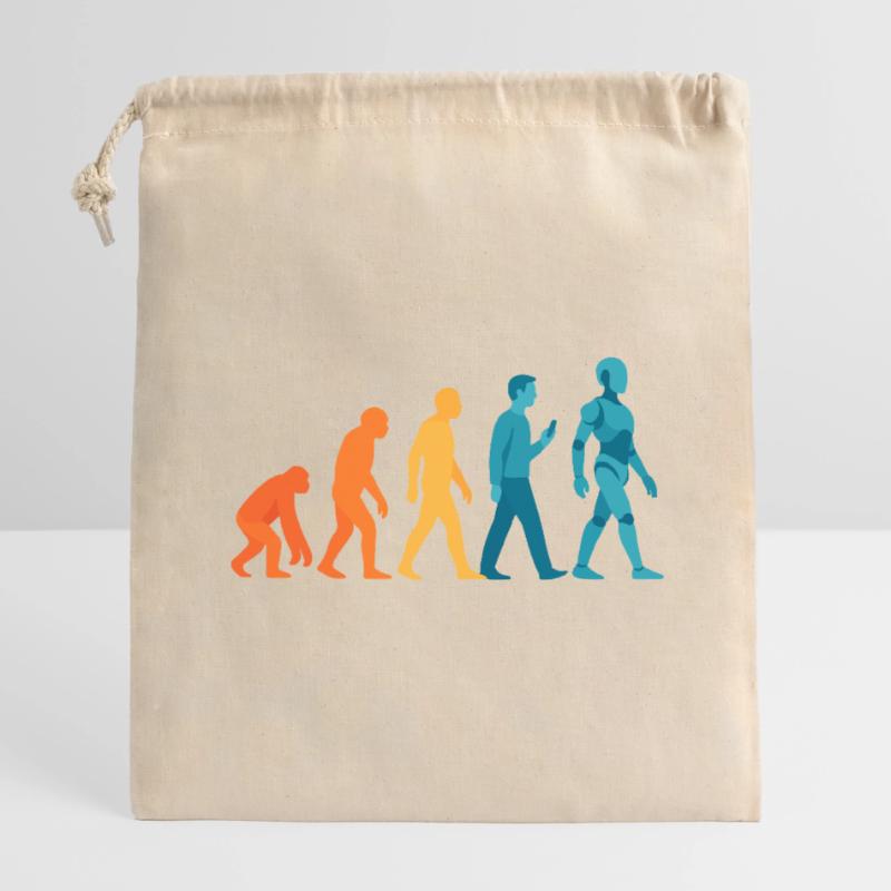 Évolution vers le contour du robot Sac cadeau en coton avec cordon (14 x 20 cm)