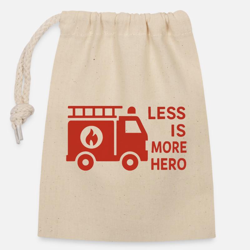 Firefighters - Less is more Hero - Closable cotton gift bag (14x20cm) - nature
