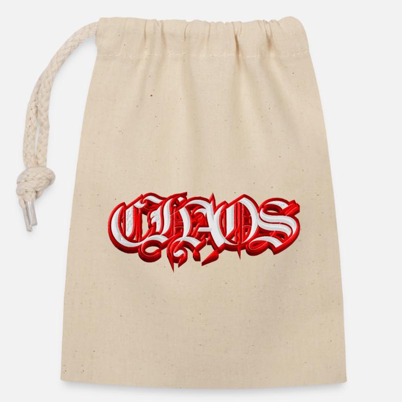 CHAOS – Gothic Fraktur 3D Typography  - Verschließbarer Geschenkbeutel aus Baumwolle (14x20cm) - Natur