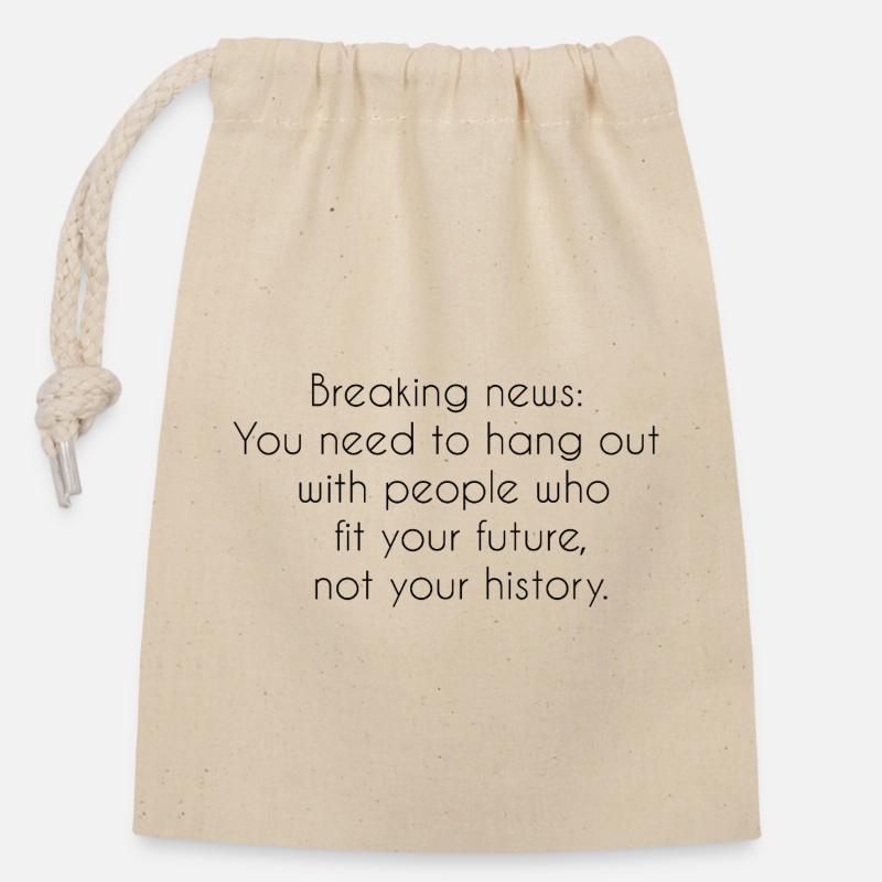 Motivational saying - Closable cotton gift bag (14x20cm) - nature