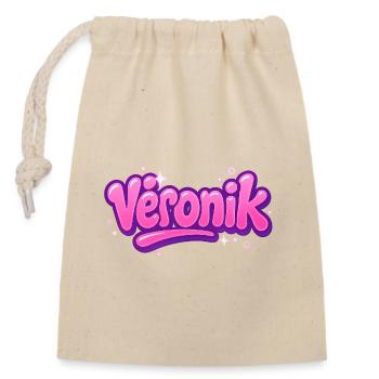 Veronik Graffiti Name Blase Pink Lila - Verschließbarer Geschenkbeutel aus Baumwolle (14x20cm) - Natur - Vorne