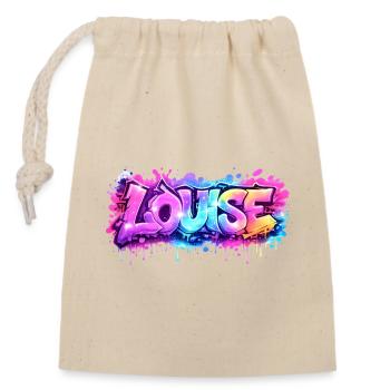 Graffiti  LOUISE Prénom cadeau idéal imprimable su - Sac cadeau en coton avec cordon (14 x 20 cm) - nature - Devant