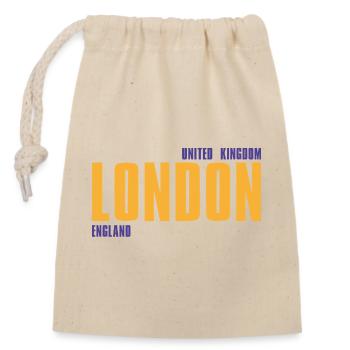 Londres en texte doré avec accents bleus - Sac cadeau en coton avec cordon (14 x 20 cm) - nature - Devant