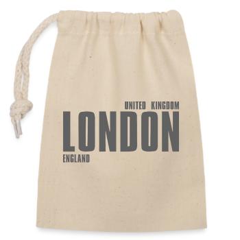 London Strong Block-Schrift - Verschließbarer Geschenkbeutel aus Baumwolle (14x20cm) - Natur - Vorne