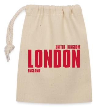 London in Red Letters – Typography - Closable cotton gift bag (14x20cm) - nature - Front