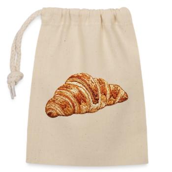 Croissant brodé (imprimé) - Sac cadeau en coton avec cordon (14 x 20 cm) - nature - Devant