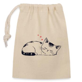 Stuffy sleeping cat - Closable cotton gift bag (14x20cm) - nature - Front