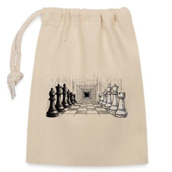 Stratégie aux échecs – Perspective infinie - Sac cadeau en coton avec cordon (14 x 20 cm) - nature - Devant