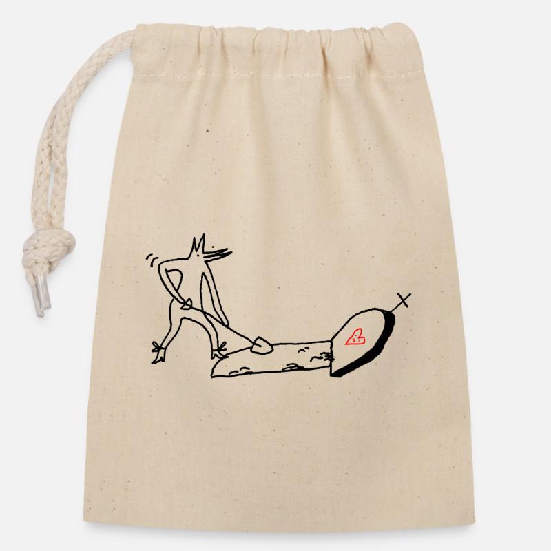 Tombe - Sac cadeau en coton avec cordon (14 x 20 cm) - nature