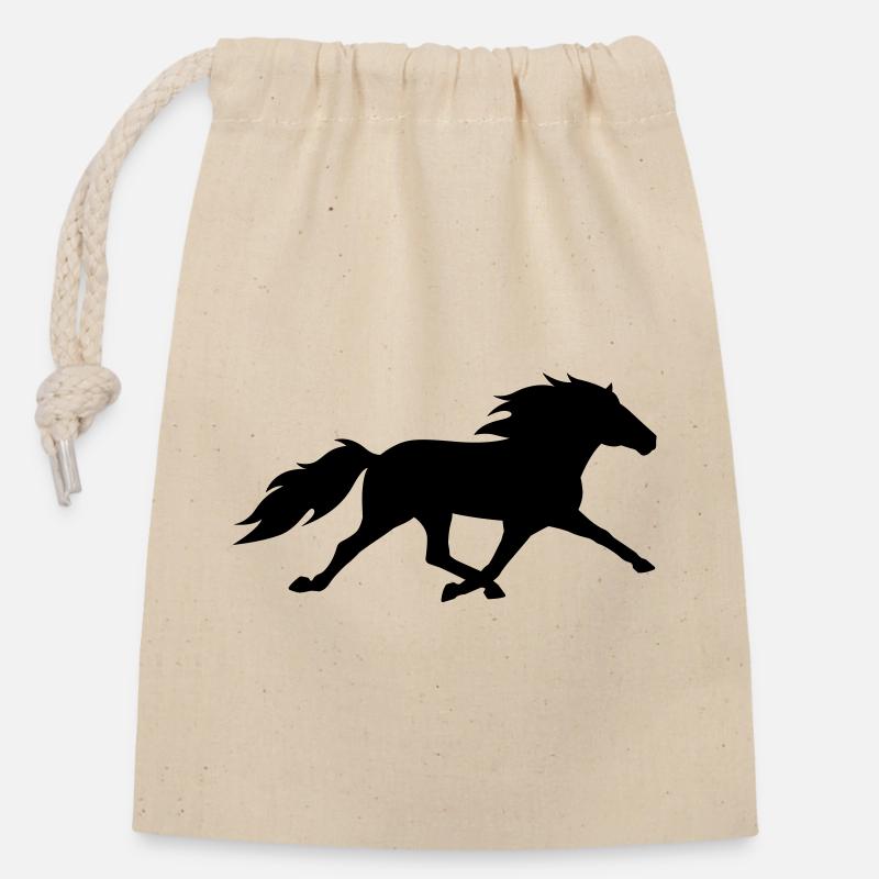 Icelandic horse in the race pass - Closable cotton gift bag (14x20cm) - nature