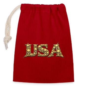 Logo gothique USA Skull Vine - Sac cadeau en coton avec cordon (14 x 20 cm) - rouge - Devant