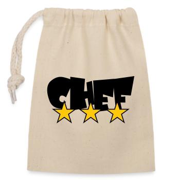 Chef Étoilé : Design 3 Étoiles Gastronomie - Sac cadeau en coton avec cordon (14 x 20 cm) - nature - Devant