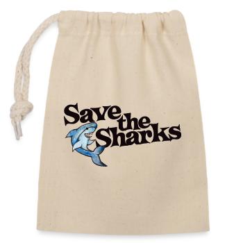 Save the Sharks Ocean Graphic - Verschließbarer Geschenkbeutel aus Baumwolle (14x20cm) - Natur - Vorne