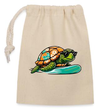 Hawaiianische Schildkröte Surfbrett - Verschließbarer Geschenkbeutel aus Baumwolle (14x20cm) - Natur - Vorne