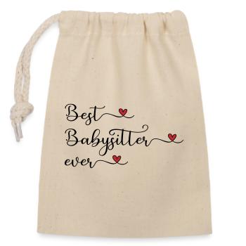 Best Babysitter - Closable cotton gift bag (14x20cm) - nature - Front