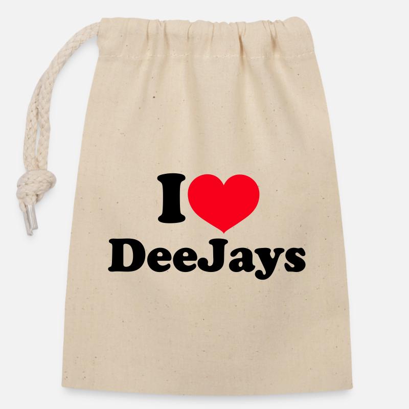 I Love DeeJays - Verschließbarer Geschenkbeutel aus Baumwolle (14x20cm) - Natur