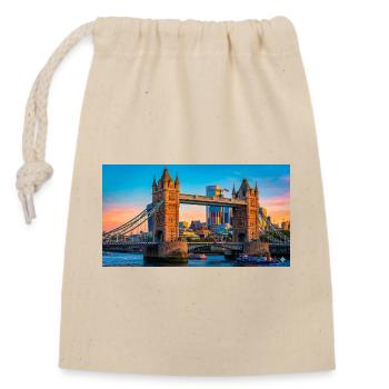 Tower Bridge Sonnenuntergang Druck - Verschließbarer Geschenkbeutel aus Baumwolle (14x20cm) - Natur - Vorne