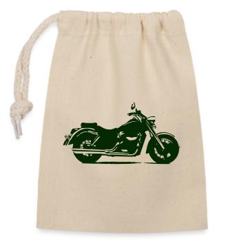 Motorrad Cruiser Silhouette - Verschließbarer Geschenkbeutel aus Baumwolle (14x20cm) - Natur - Vorne