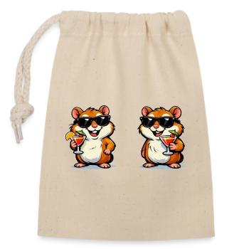 Cocktails de hamsters du soleil - Sac cadeau en coton avec cordon (14 x 20 cm) - nature - Devant