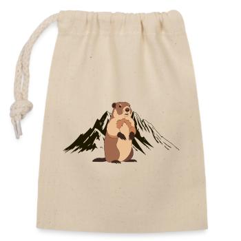 Alpen-Marmottier-Abenteuer - Verschließbarer Geschenkbeutel aus Baumwolle (14x20cm) - Natur - Vorne